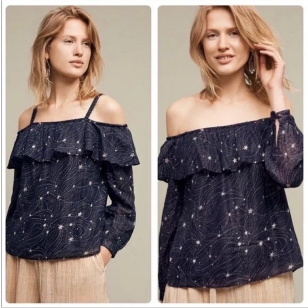 Anthropologie Floreat Cold Shoulder long sleeve blouse size extra small petite